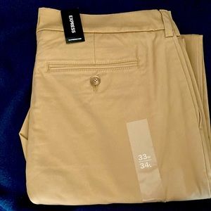 Express men’s Chinos Athletic slim fit hyper stretch new/ 33 x 34 / color Khaki